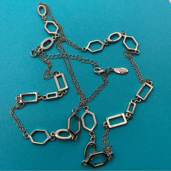 ANN TAYLOR Silvertone Chain Long Necklace - Picture 5 of 9